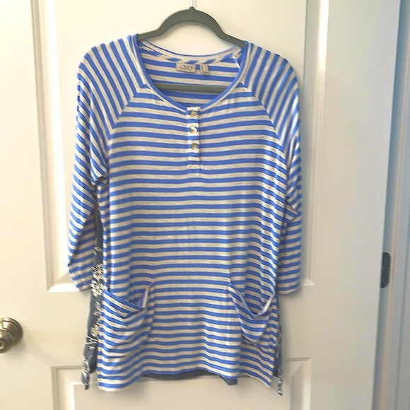 LOCO Stripe/Embroidery/ Knit Top - Picture 2 of 7